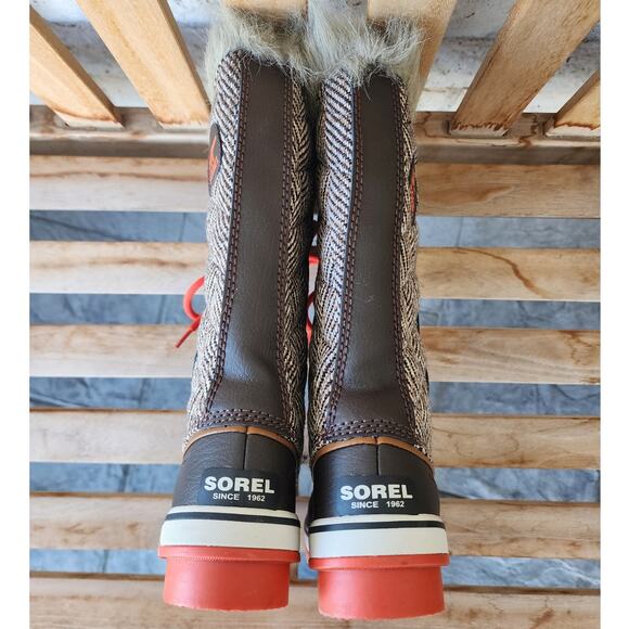 Sorel Tofino Tall Herringbone Fur Winter Boots Women SZ 6 - Picture 5 of 7